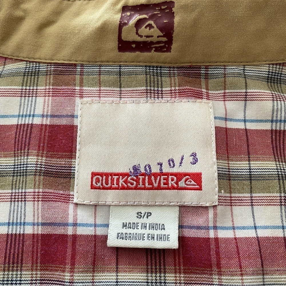 QUIKSILVER Red & Beige Plaid Short Sleeve Collared Shirt Men S/P Small - Picture 4 of 6